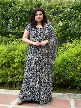 Black Printed Full panel Cut Anarkali With Hand-embroidered Dupatta
